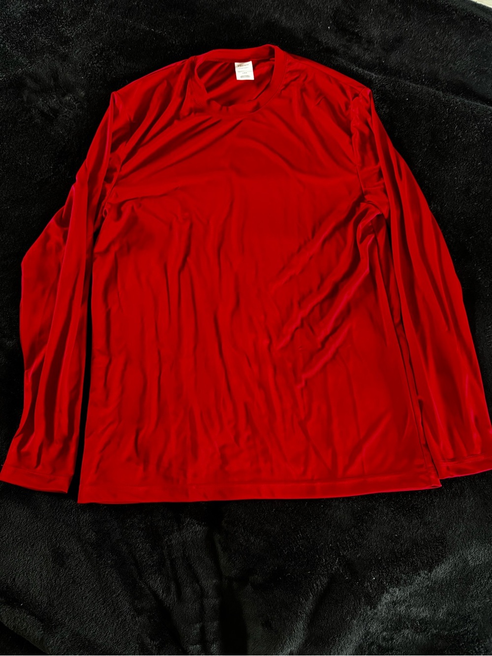 Hanes Long Sleeve Crewneck Tee - Red